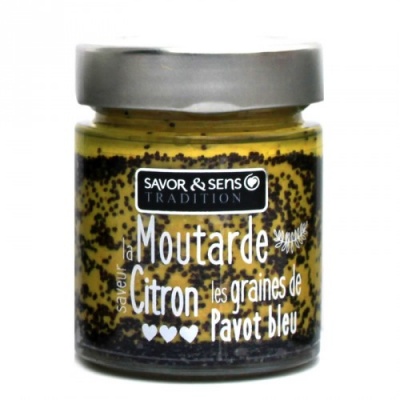 Moutarde saveur citron et graines de pavot bleu - Savor et Sens -