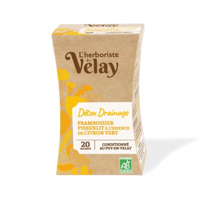 Infusion Bio feuilles de Framboisier Pissenlit à l'essence de Citron vert - Détox Drainage