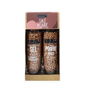 Duo coffret 2 cadeau Salé Poivré doré savor et sens kraft